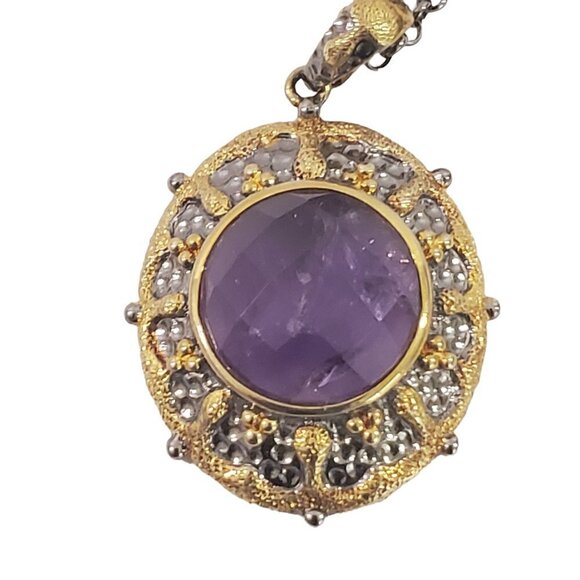 HSN Gold Vermeil .925 Sterling Silver Amethyst Pendant & Necklace - Picture 3 of 16